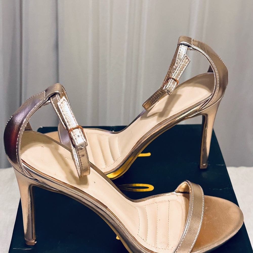 Lulu's Shimmering Rose Gold Heels